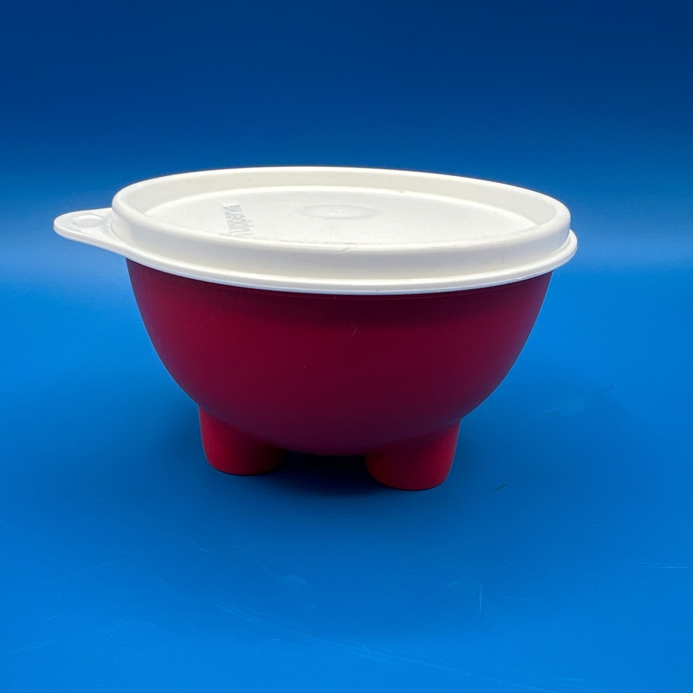 Tupperware Red Molcajete Salsa & Dip Bowl with White Lid 450ml
